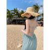 Women's Summer Vintage Solid Colour Irregular Holiday Temperament Halter Dresses