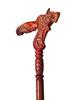 New Solid Beech Wood Walking Cane: 2-Piece Detachable Stick with Wolf Dog Head Design