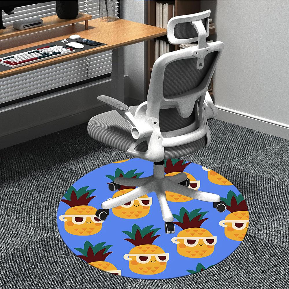 1pc Pineapple Pattern Carpet, Round Non Slip Durable Large Size Office Carpet, Suitable for Office