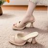French Niche Comfortable Internet Celebrity Thick Heel Fairy Heightening Cool Slippers Summer High Heel Cool Slippers Women Wear