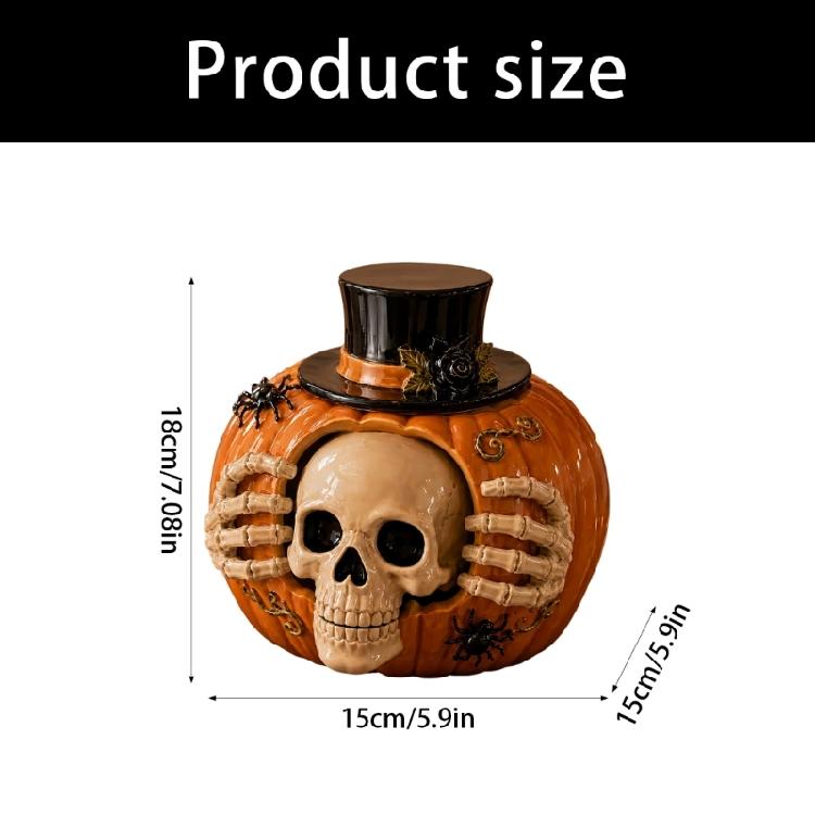 Skull Face Pumpkin Resin Resin Candy Jar Halloween Candy Storage Container for Entry Table Use, Dessert Table Service, Shelf Display, and Small Snack