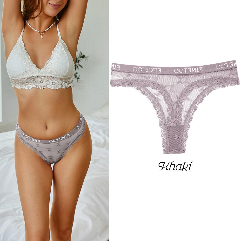FINETOO Tangas de encaje sexy para mujer, ropa interior sexy de cintura baja, lencería sólida, cómoda y transpirable