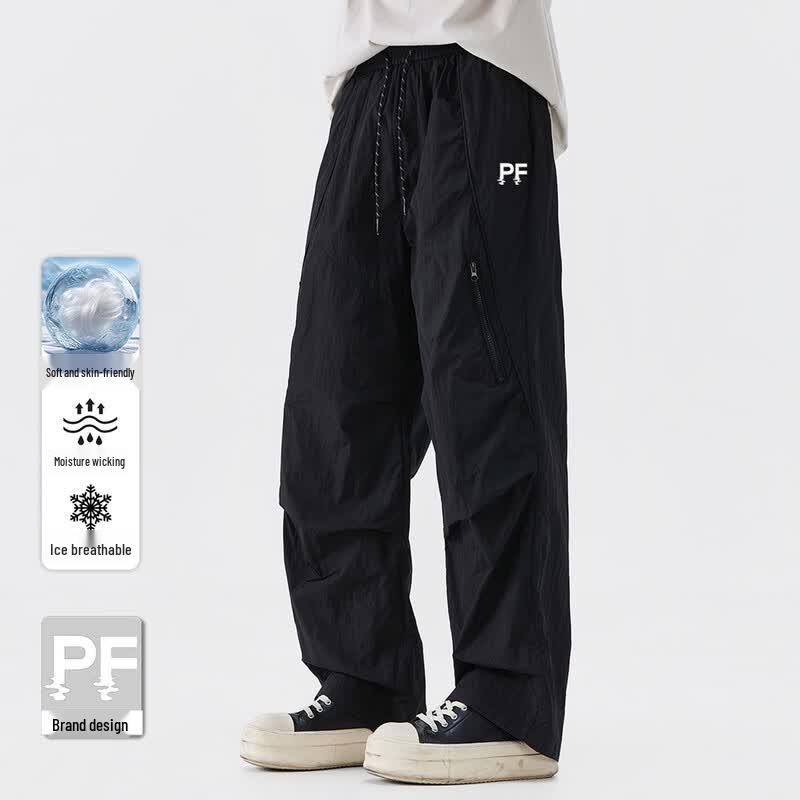 Paul Frank Men s Loose Straight-Leg Ice Silk Pants L чёрный