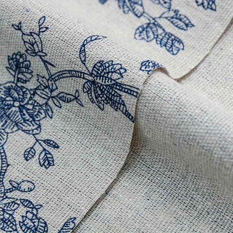 1ks Bavlna Len Modrá Retro Orchidej Látky Venkovský a Pastorační Styl Ručně Vyráběné DIY Závěsy Ubrusy Úložná Taška