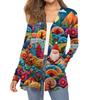 Women's Fashion Christmas Print Long-Sleeved Pocketed Slim-Fit Cardigan Coat