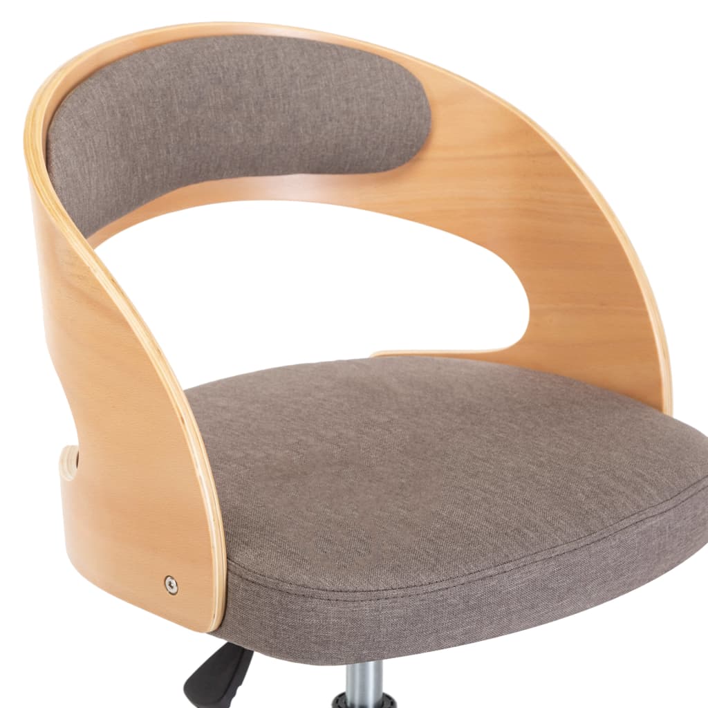 Swivel Office Chair Taupe Bentwood and Fabric
