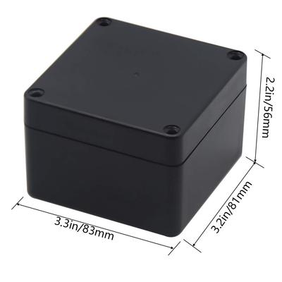 Junction Box, Zulkit Project Box IP65 Waterproof Outdoor Box ABS Plastic Electrical Boxes Electronic Enclosure Black 3.27 X 3.19 X 2.20 Inch (83 X 81