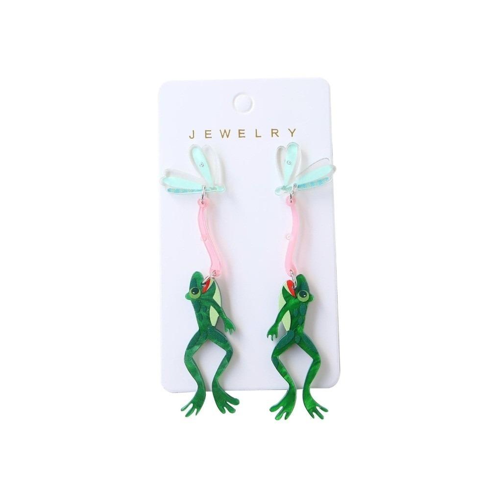 

Personality Eating Flies Frog Acrylic Earrings Mosquitoes Long Dangle Earring Women Accessories Style B