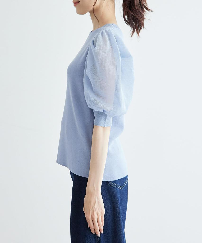 ROPE PICNIC Sheer Tuck Sleeve Knit Beige Women's Cool-to-the-touch Pullover, GDM14770, (27)