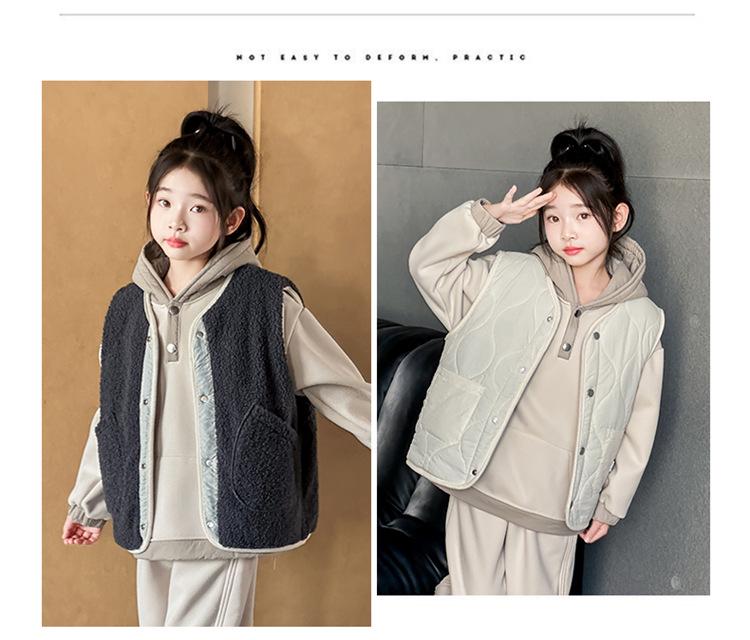Girls' and Boys' Reversible Down Cotton Vest - Warm, Thickened for Autumn and Winter