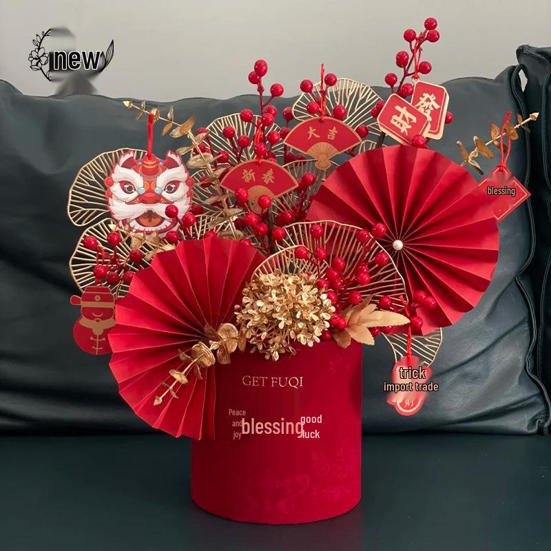 Chinese New Year Prosperity Fruit Ornament - Snake Year Fortune Bucket for Home Decor, Spring Festival Atmosphere in Entrance Hall & Living Room