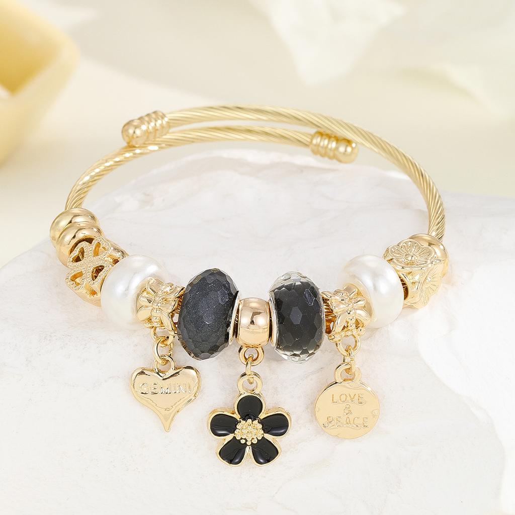 Gold Bracelet DIY Fashion Oil Drop Pendant Adjustable Open Bracelet for Women