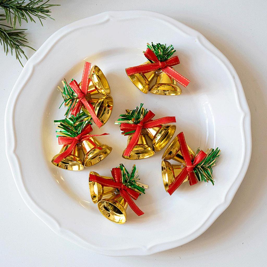 Christmas Bell Decorations Gold Metal Wreath Ornaments With Bowknots Christmas Garland Bell Decor Christmas Tree DIY Decoration