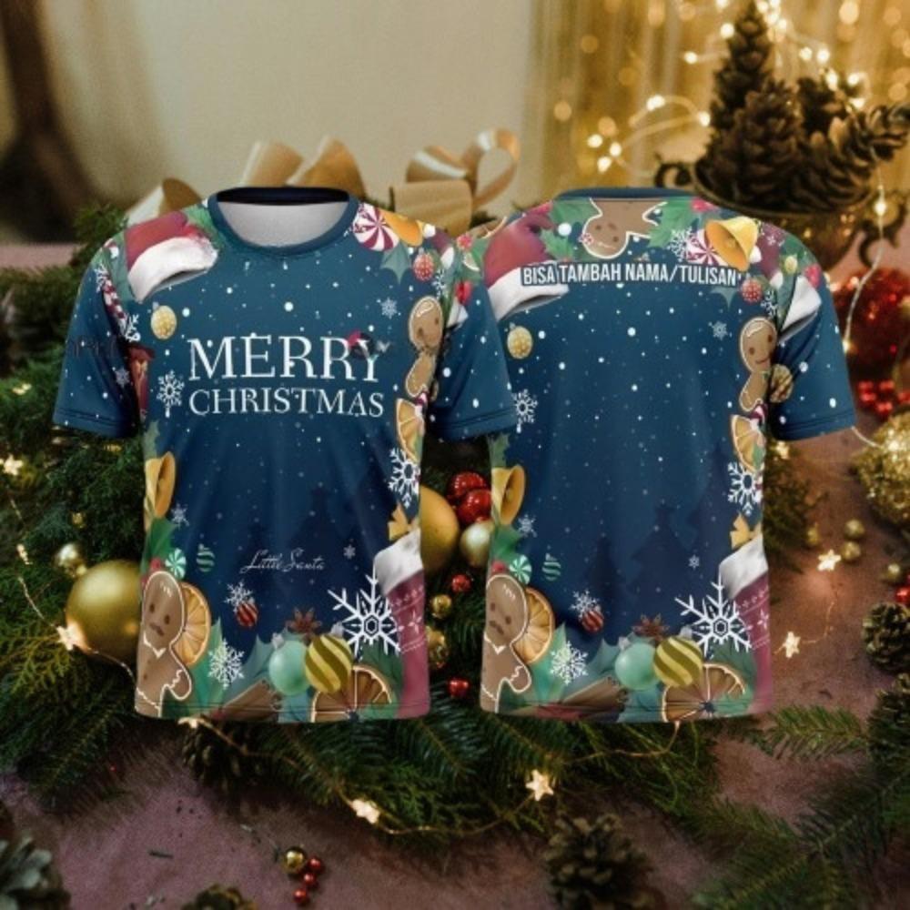 2025 Merry Christmas T-shirt Fully Sublimation Ultra fine Fiber Christmas Family T-shirt New Design Jersey