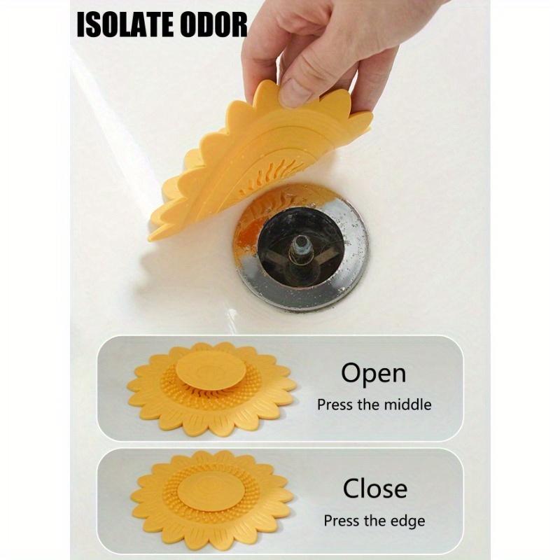 1pc Press-Type Sink Drain Strainer, Floor Drain Cover, Anti-Odor Drain Stopper, Hair Catcher Shower Drain Cover, Flower Design Sink Filter