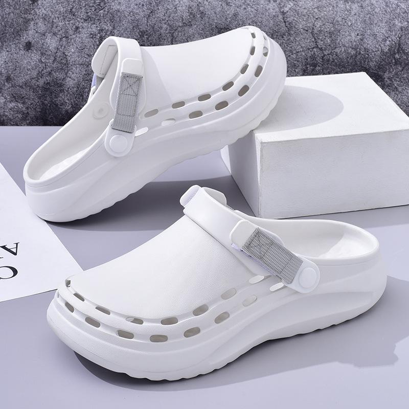 

Men s casual hole shoes platform non-slip fashion indoor and outdoor beach bag head sandals 40-41 білий