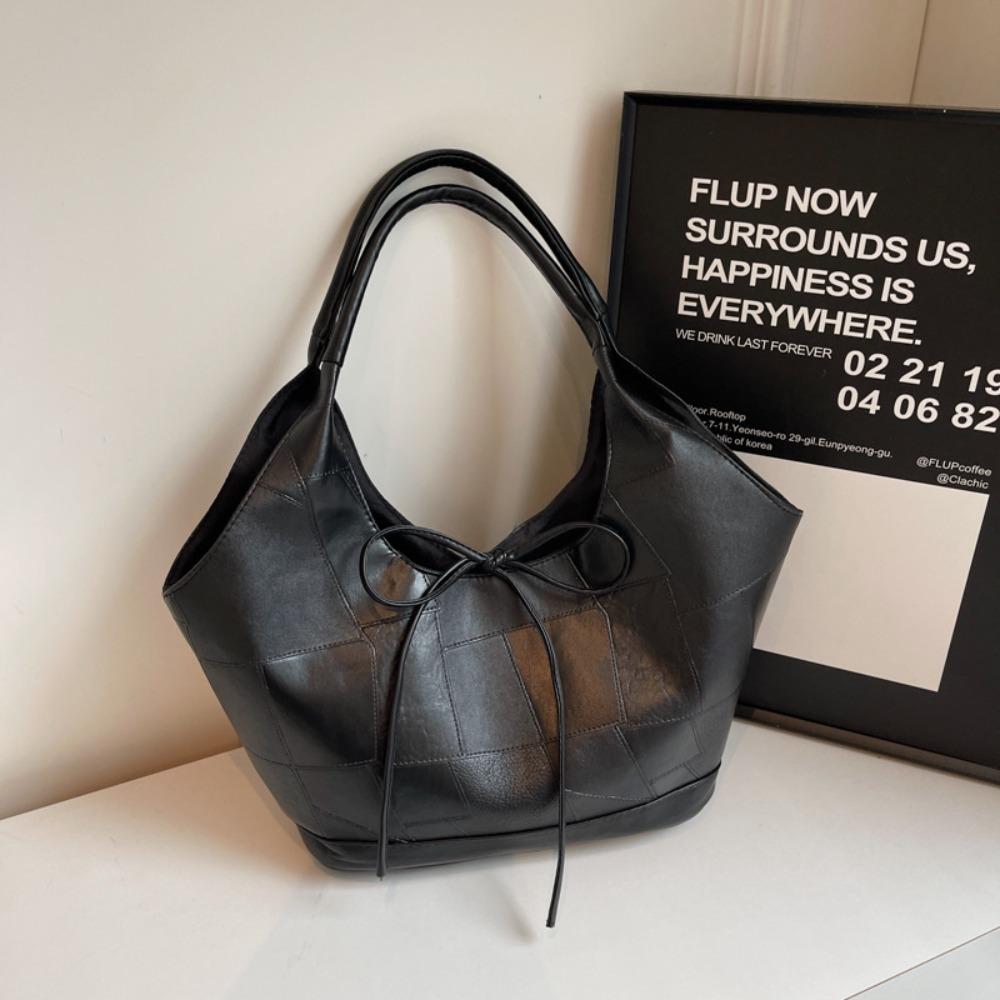

PU Bow Underarm Bags Large Capacity Leather Tote Bag Cute Y2k Shoulder Bag Female Lady Girl Style A