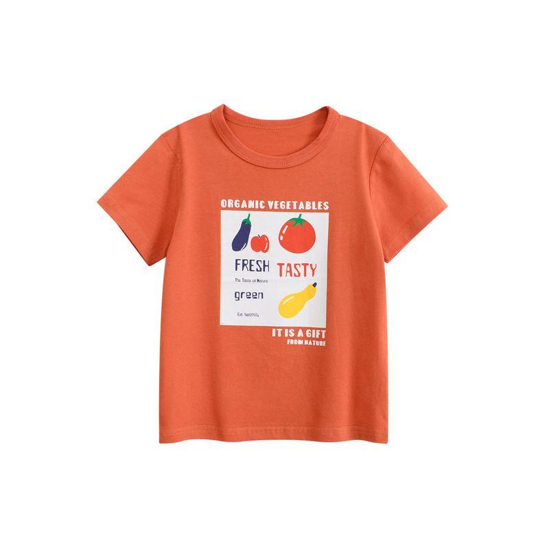 Children's Clothing Summer Kids Cartoon Fruit Pure Cotton Short-Sleeve T-Shirt Korean Style Small and Medium-Sized Children's Girls' Baby Clothes Ins