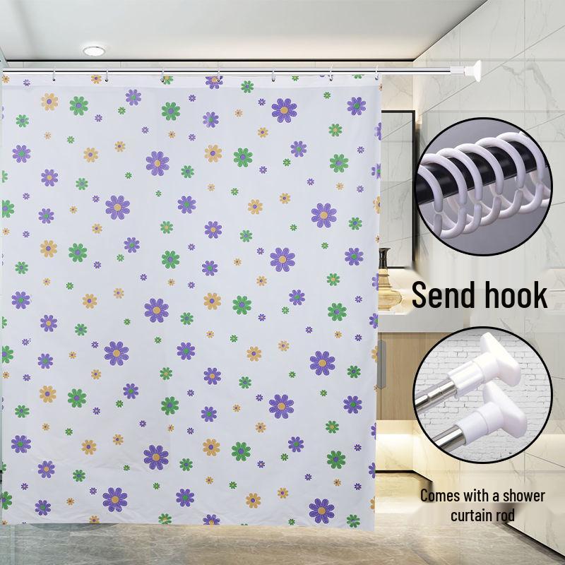 

Waterproof Small Purple Flower Shower Curtain Set