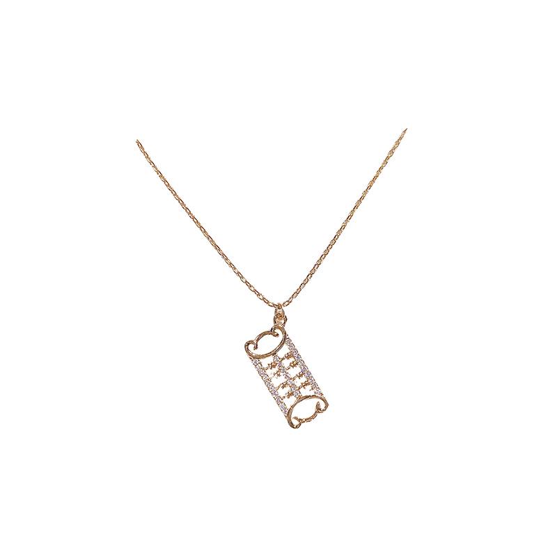 Real Gold Color Retention Ruyi Abacus Necklace: 2024 Chinese Style Clavicle Chain for Wealth and Luck