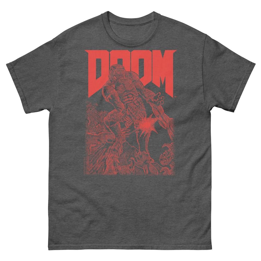 Doom Red Sketched Cover Art Retro Video Game TShirt