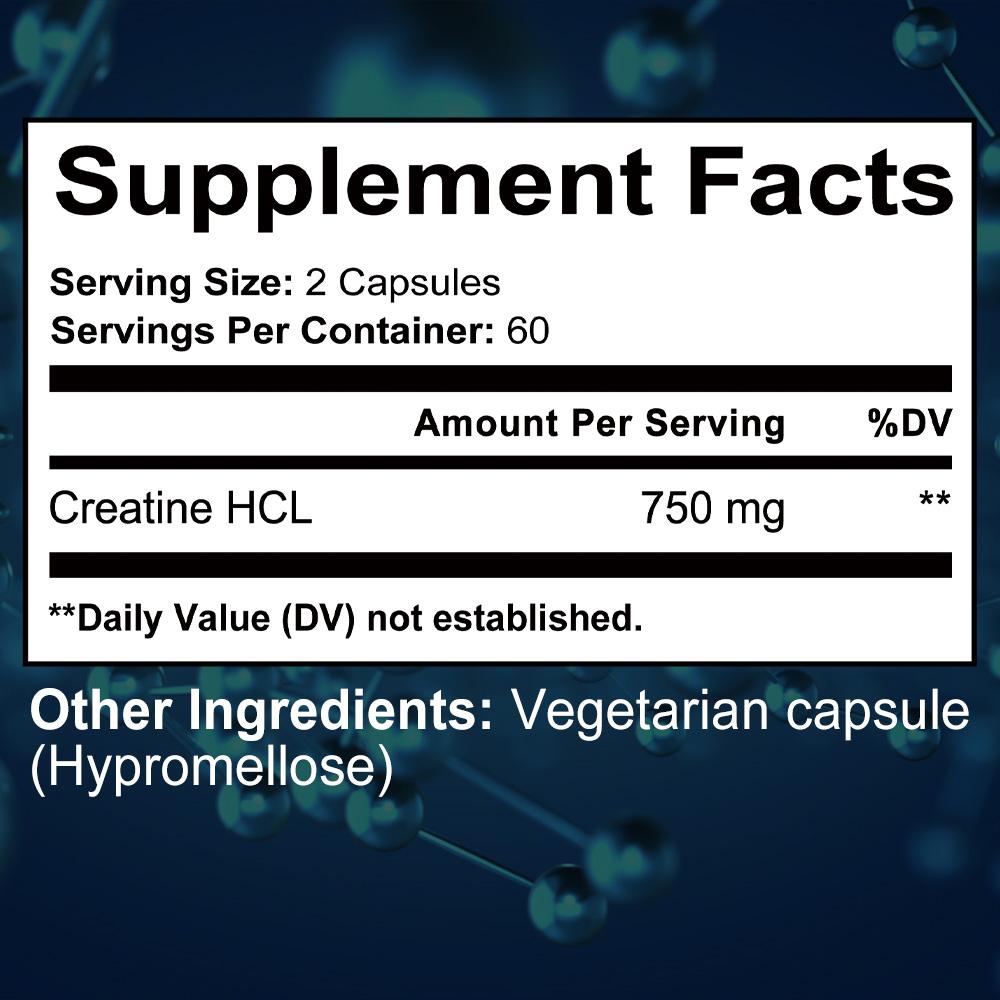 Taoters Creatine Hydrochloride Capsules Support Muscle and Immune Health 120 Capsules