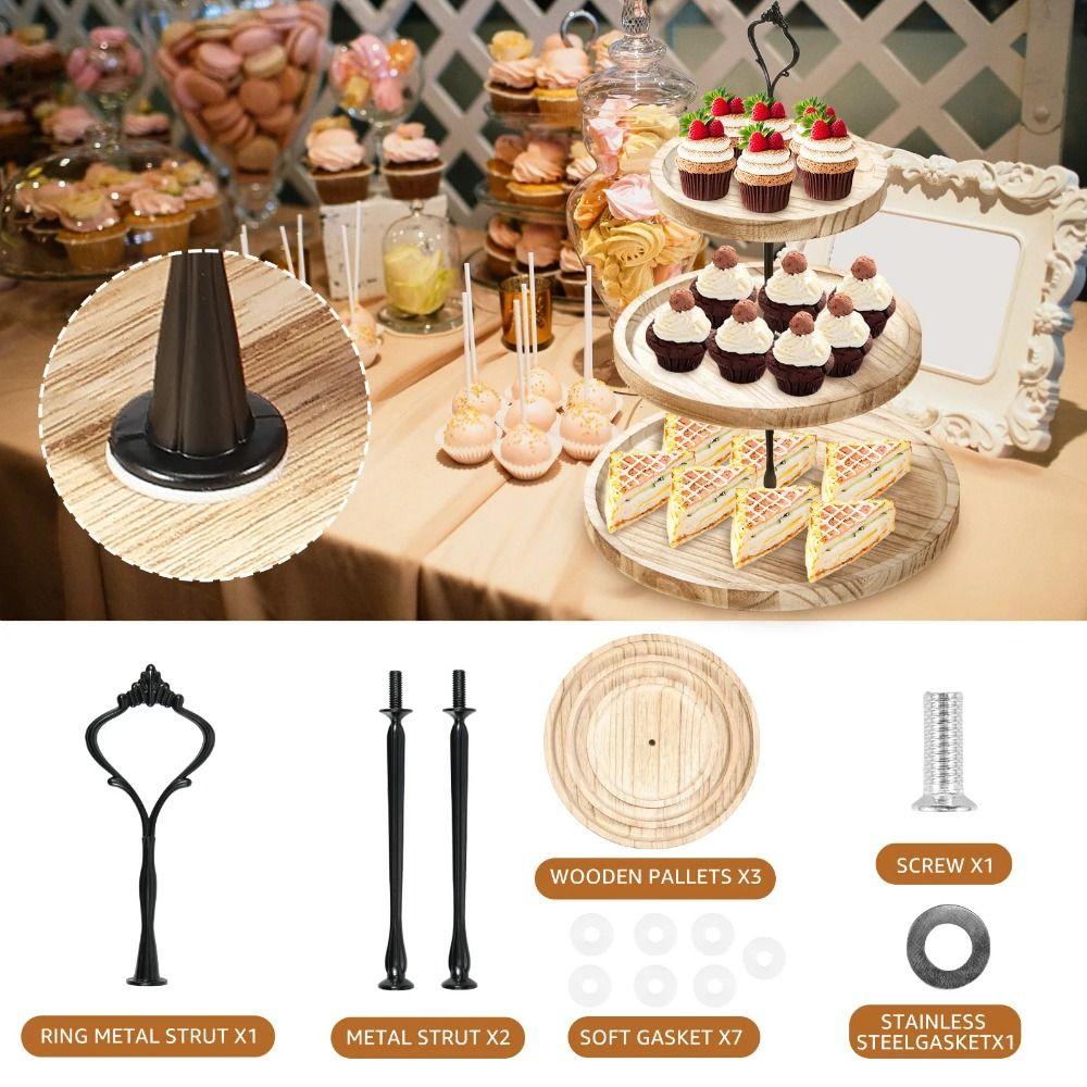 Detachable Wooden Cupcake Stand 2/3-Layer Cake Serving Tray Elegant Dessert Display Rack  Home Use