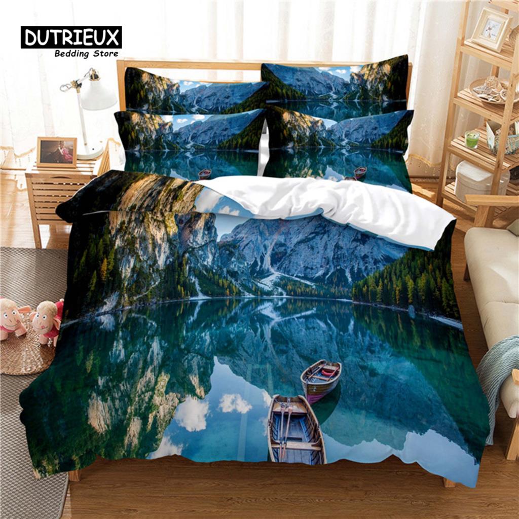 Beautiful  Scenery Bedding Set, 3Pcs Duvet Cover Set, Soft Comfortable Breathable Duvet Cover, For Bedroom Guest Room Decor