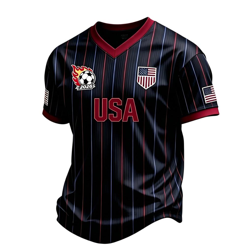 Men's Casual V Neck Short Sleeve Shirt Lightweight Breathable Fabric Printed Design USA Flag Themed Patchwork Summer Top