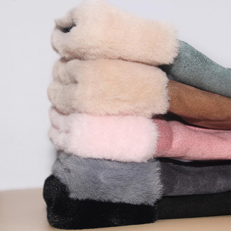 Women Autumn Winter Thick Plush Gloves Cute Furry Warm Mitts Full Finger Touchscreen Mittens Outdoor Sport Female Gloves