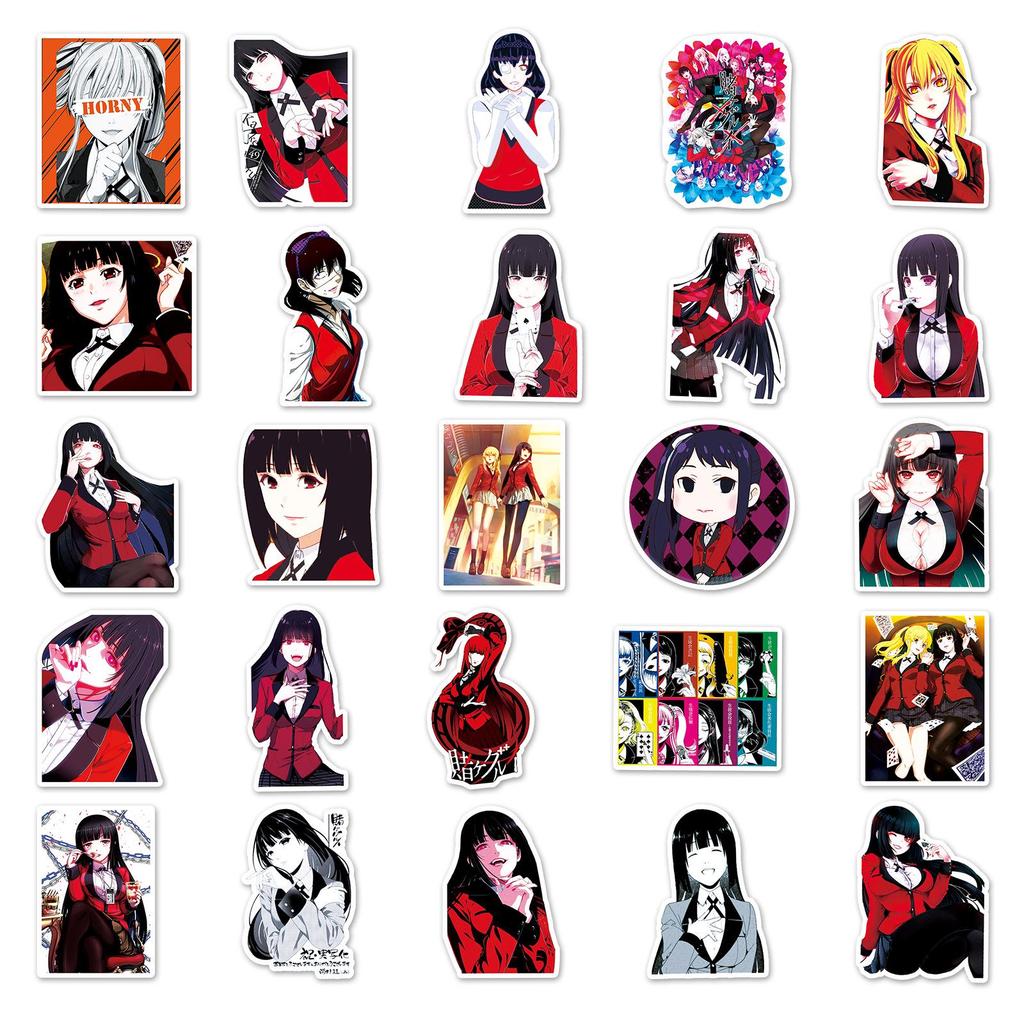 50 Kakegurui Anime Character Stickers for Personalizing Notebooks, Diaries, or Suitcases