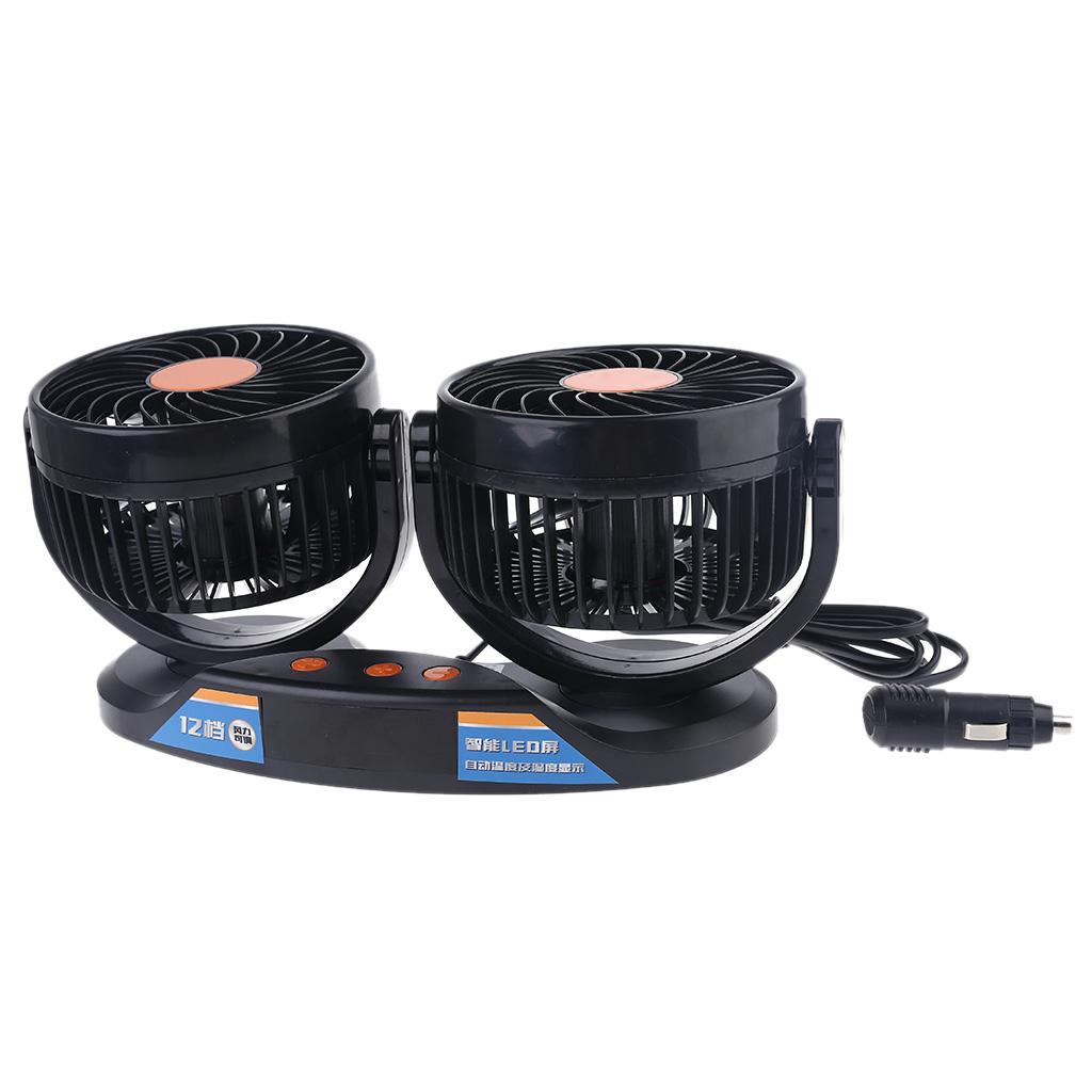 Portable Truck Double Head Fan Vehicle Auto Cooling Cooler Adjustable Low Noise