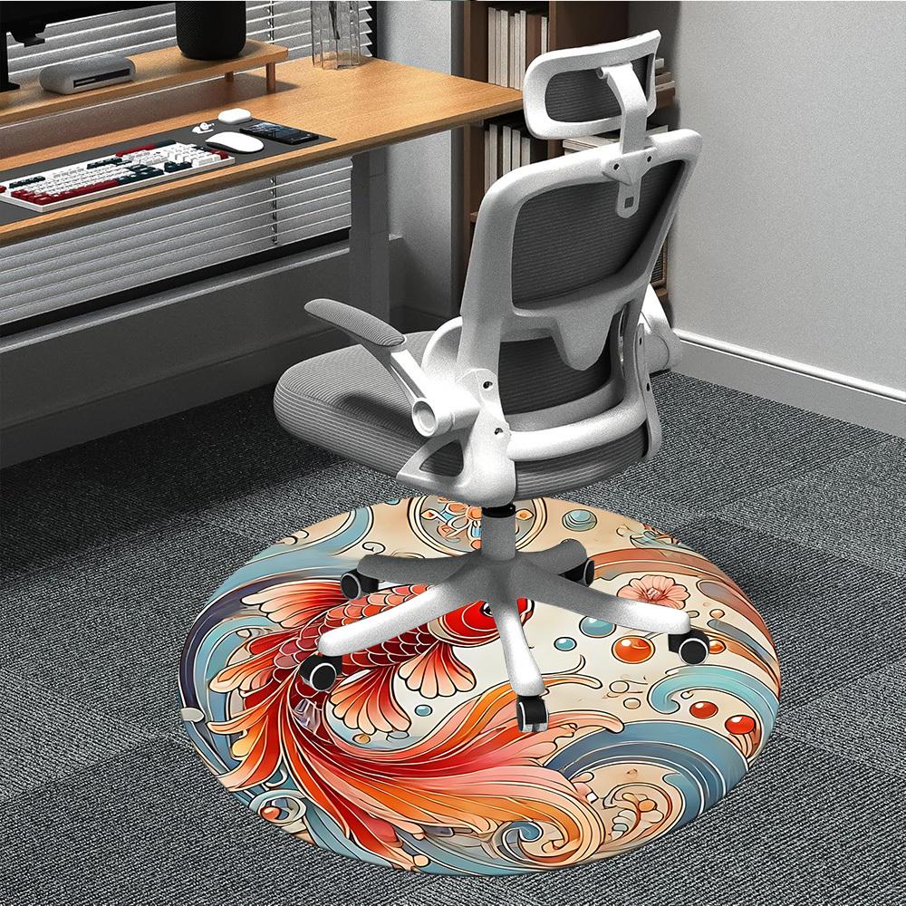 

1pc Koi Pond Office Round Area Rug, Indoor Mat Suitable ForOffice, Under Office Chairs Bedroom Living Room Home Decor, Room Deco, D055 80cm by 80cm