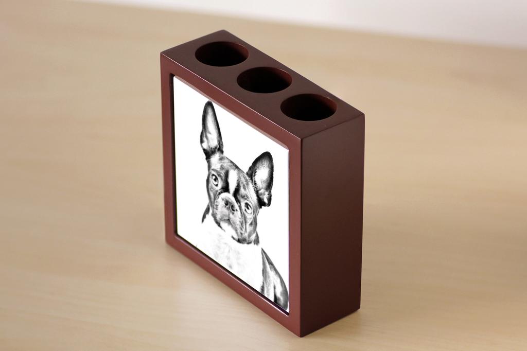 Boston Terrier, American Gentleman – Pen holder with a dog, desk organizer with a print | Art-Dog