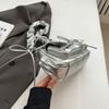 Ruched Bowknot Shoulder Bag Pu Leather Crossbody Bag Elegant Bow Underarm Bag  Women