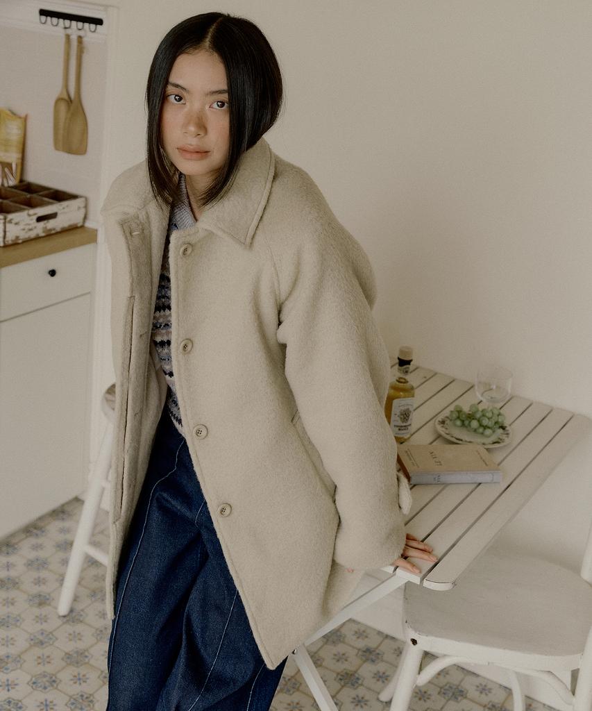 Lucir Zu Alpaca Wool Half Coat (Beige)
