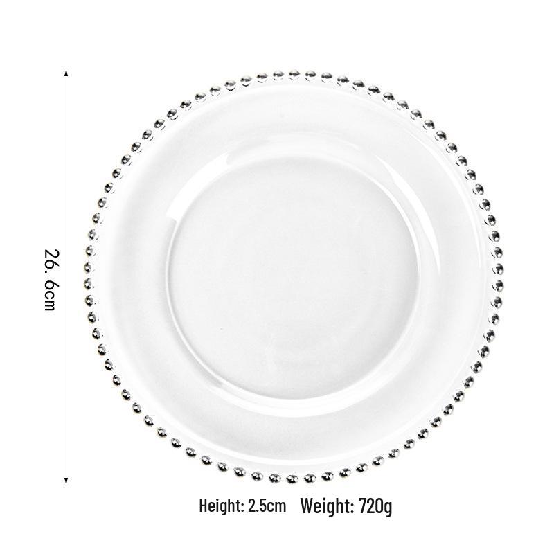 Gold-Edged Glass Beaded Salad Plate for Weddings and Banquets