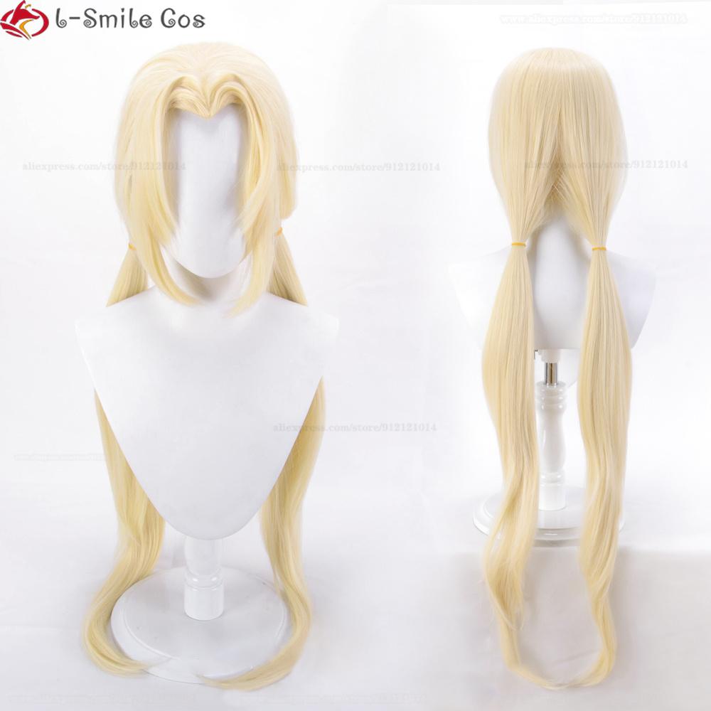 Anime Tsunade Cosplay Wig 100cm Long Yellow Tsunade Wigs Heat Resistant Synthetic Hair Party Cosplay Costume Wigs + Wig Cap (as the picture,one size)