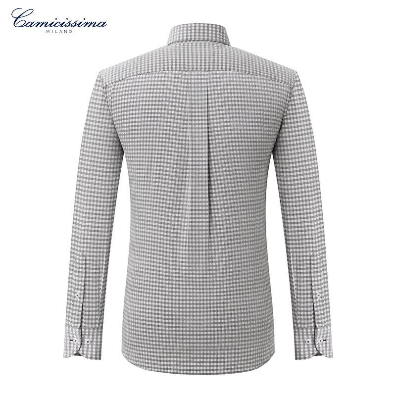 CAMICISSIMA Men s Slim Fit Corduroy Long-Sleeve Checkered Shirt 42