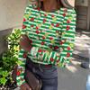 Women's Slim Fit Long Sleeve T-Shirt with Christmas Graphic Print Neck Pullover Top