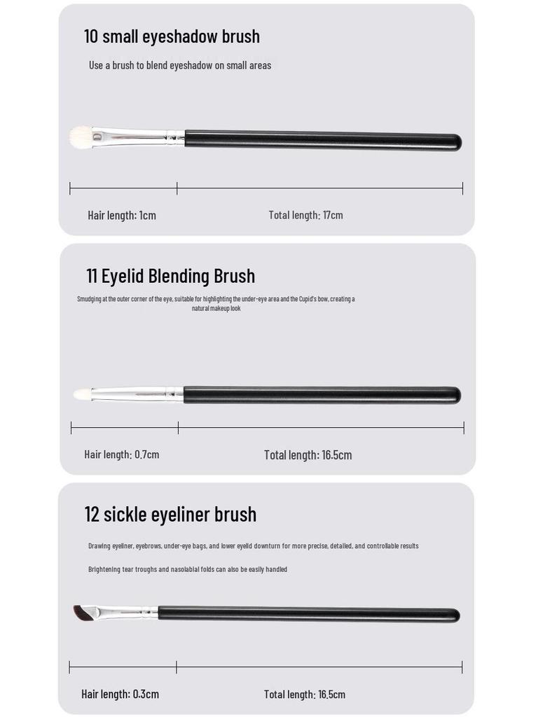 15-Piece Professional Makeup Brush Set for Artists and Schools with Detail Concealer Brush