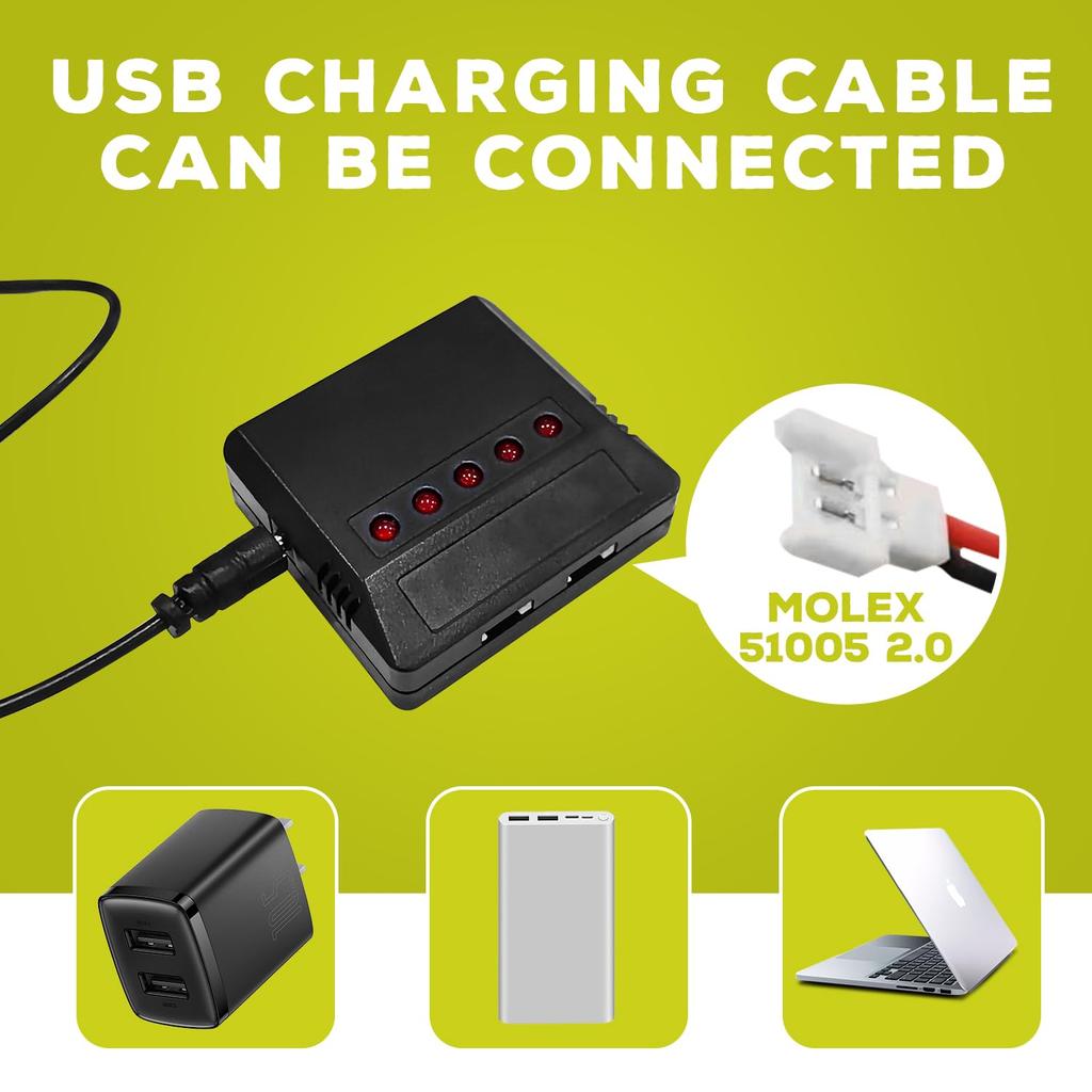 5PCS 3.7V 380mAh Lithium Battery Pack for Hubsan X4 H107C H107D, Syma Q11 X13 S39 HS170, TOZO Q2020 E016H, WLtoys V252 V966 V911S, XK A150 A100