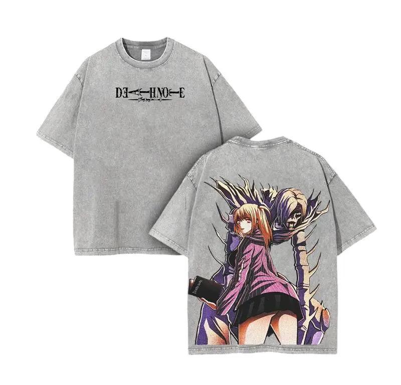 

New Japanese Misa Amane Graphic Tshirt Anime Death Note Vintage Washed T Shirt Men Women Clothing Cotton Short Sleeve Tees S