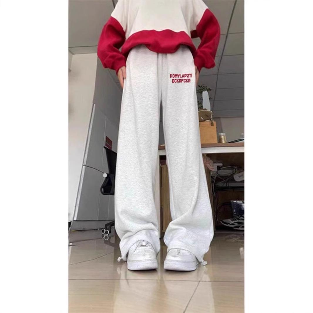 

Широкие спортивные штаны в американском стиле со средней посадкой, Осень/Зима 2024 - Свободные, стройнящие повседневные брюки M