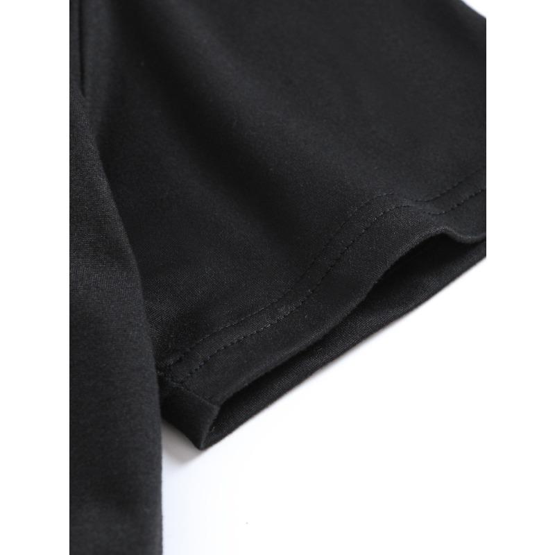 Cute Fox Print Loose Fit T Shirt Black Cartoon Animal Design For Women Casual Wear Daily Outfit Summer Top Fashion Trendy Style