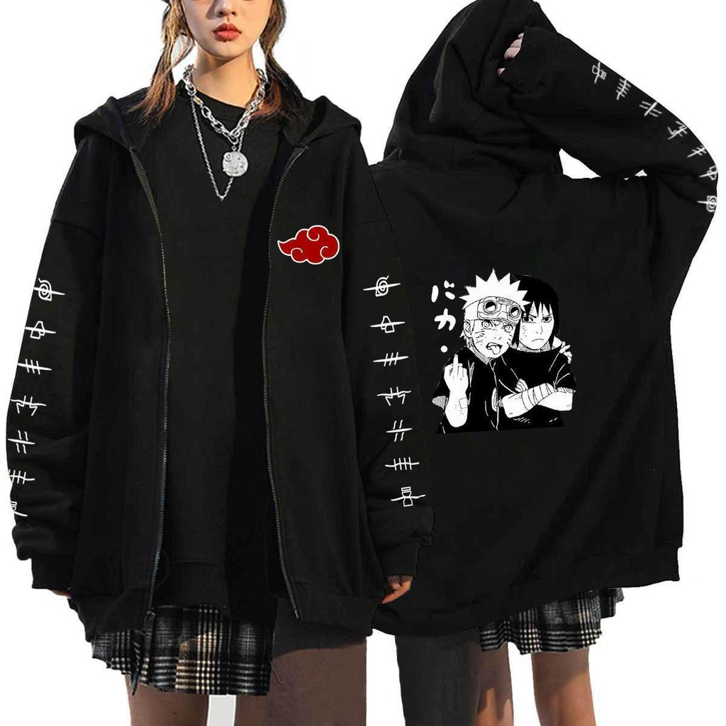 Naruto Men's Cardigan Hooded Sweatshirt Uchiha Itachi Anime Men Women Streetwear Harajuku Akatsuki Hoodies Sweatshirt Clothes