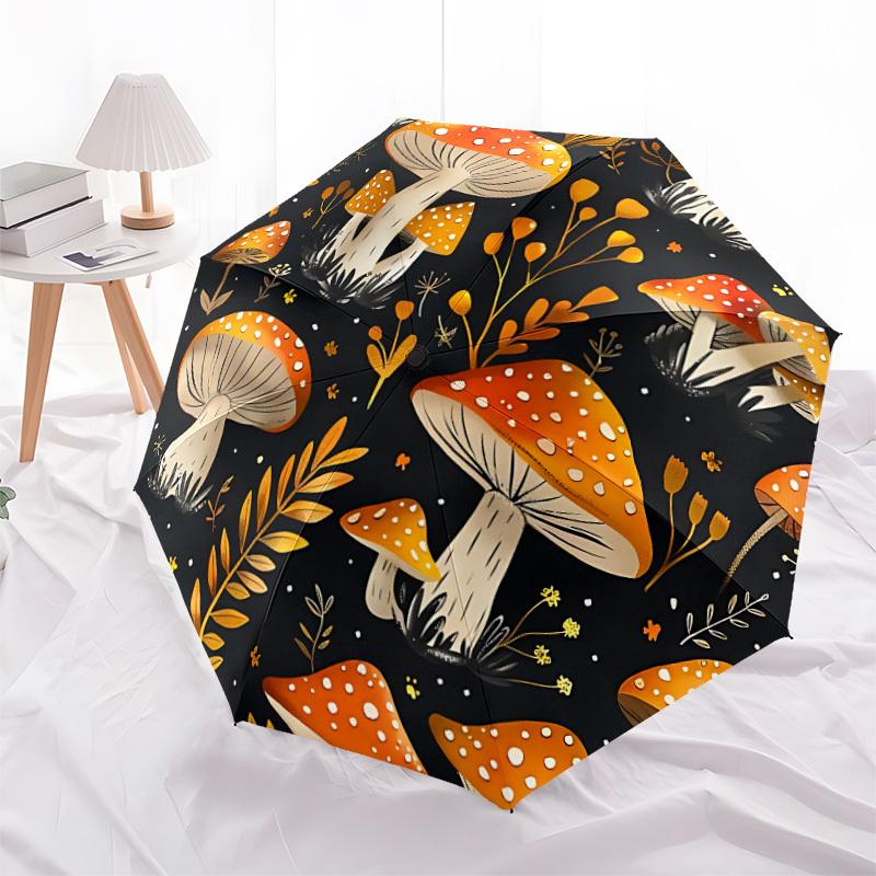 1pc Mushroom Pattern Automatic Umbrella - Automatic Opening And Closing, Sturdy Iron Frame, Formal Occasions Yy251018183