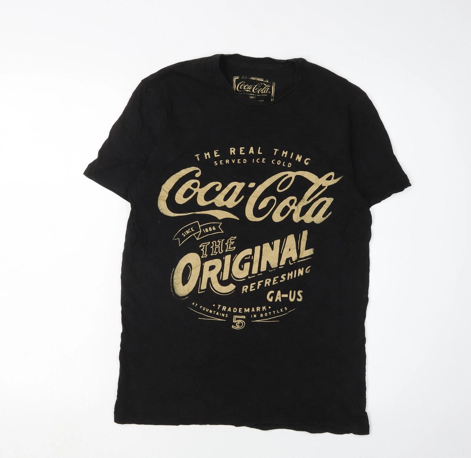 Coca-Cola Men s Black Graphic Print T-Shirt, Size S L