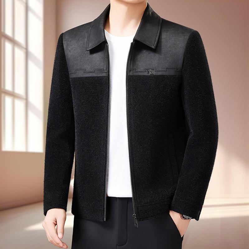 Spring Autumn High Quality Men's Business Casual Jackets Trendy Patchwork Turn Down Collar Coats Men