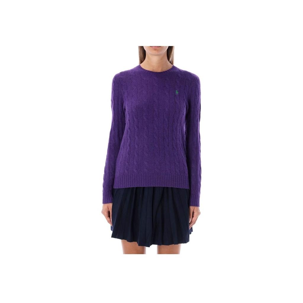 Polo Ralph Lauren Solid Color Cable Knit Crew Neck Long Sleeve Wool Sweater Women sweater Purple 211875831013